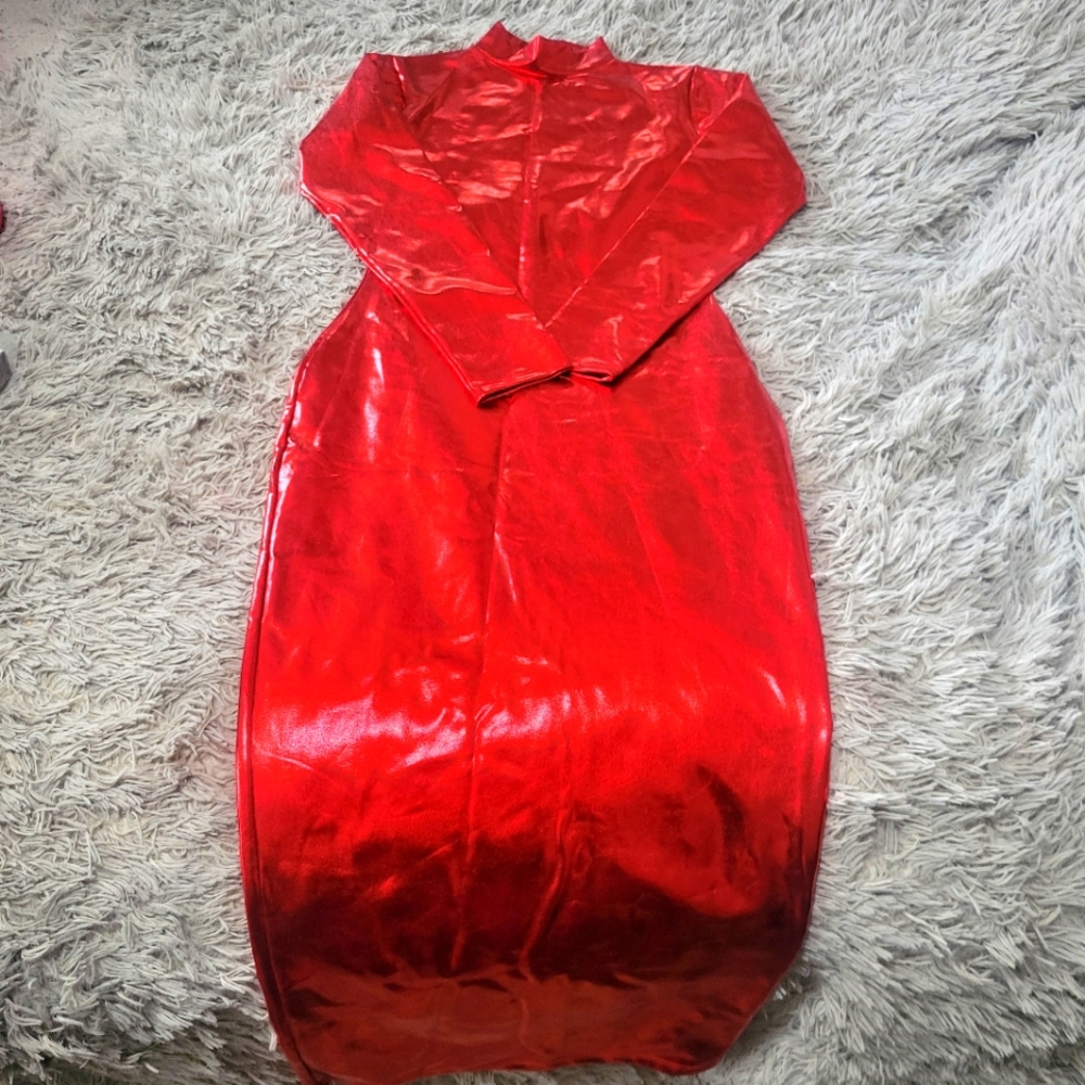 Red metallic chrome dress